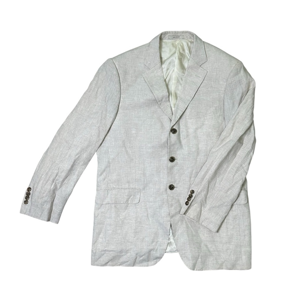 John W. Nordstrom Men’s Beige 42R Ormezzano 100% Linen Blazer Sport Coat - Picture 4 of 11